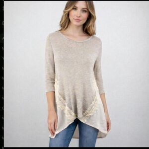 Rue 21 Women's Sweater Lightweight High/low Cream Women's Medium Semi Sheer